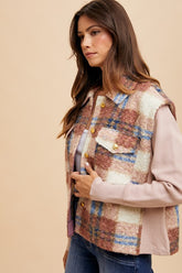 Annie Wear Faux Fur Plaid Button Up Jacket OutfitFlow